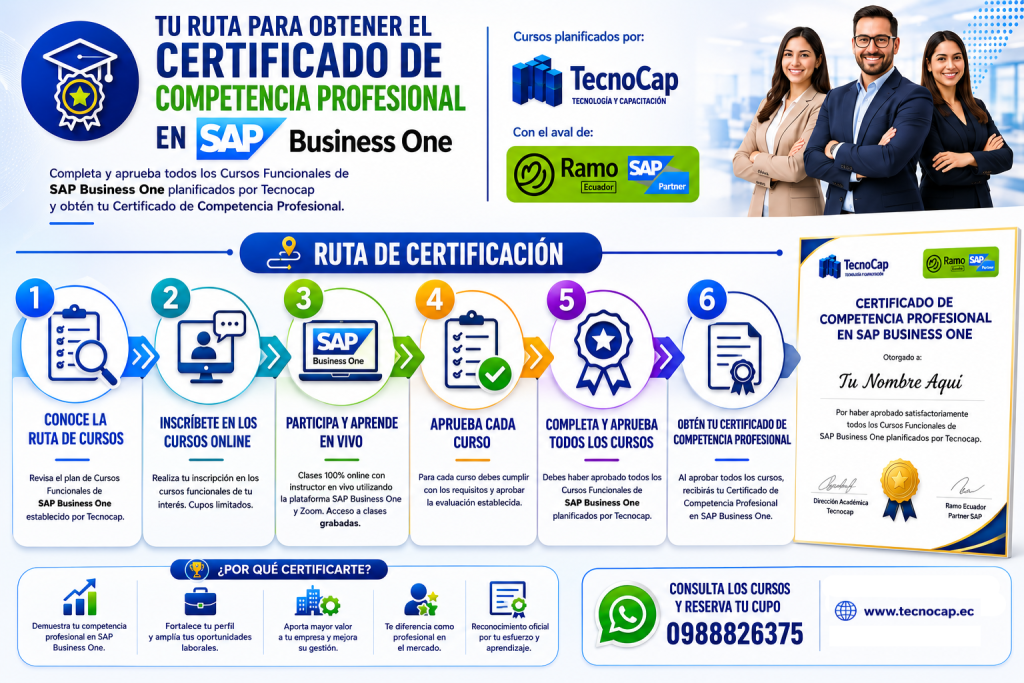 Cursos SAP B1 tecnocap ruta de certificación cursos sap b1